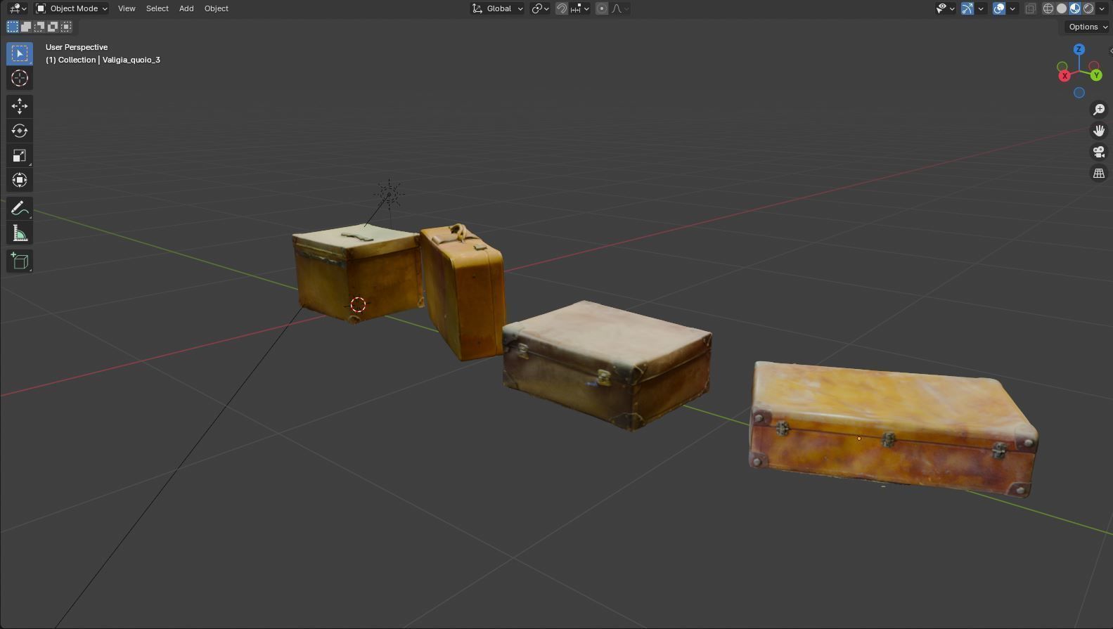 Series of 3D scanned vintage suitcases and luggage Low-poly 3D model_3