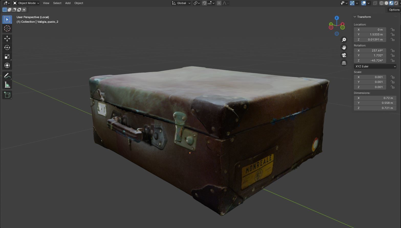 Series of 3D scanned vintage suitcases and luggage Low-poly 3D model_14