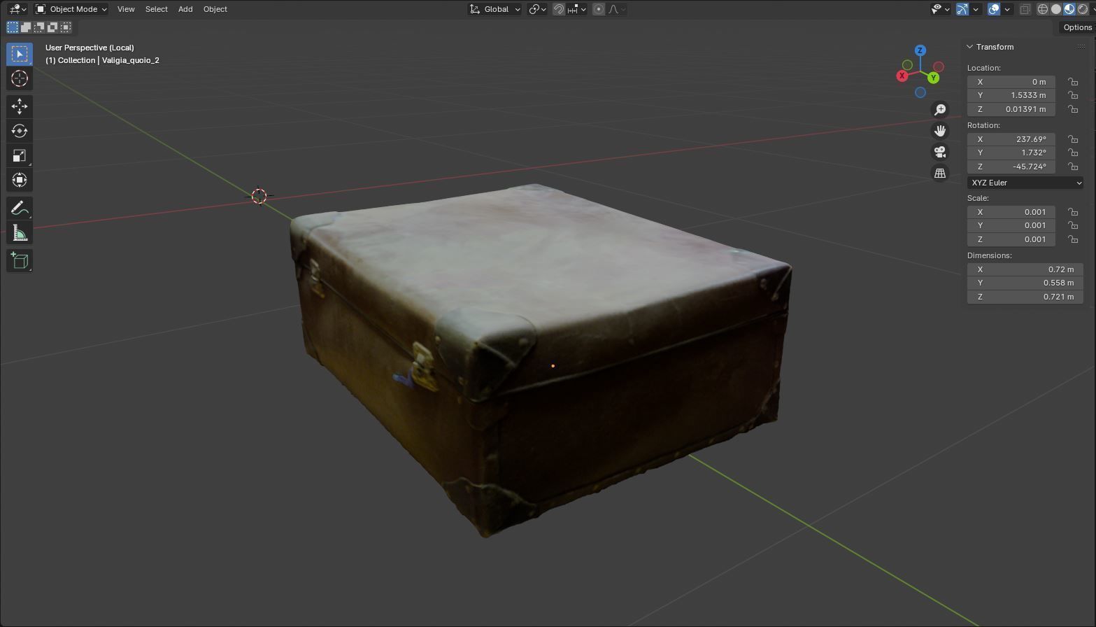 Series of 3D scanned vintage suitcases and luggage Low-poly 3D model_12