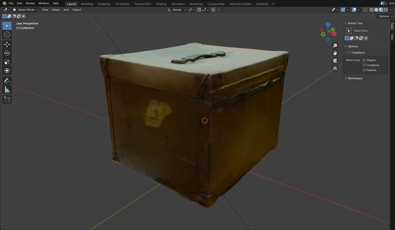 Series of 3D scanned vintage suitcases and luggage Low-poly 3D model_6