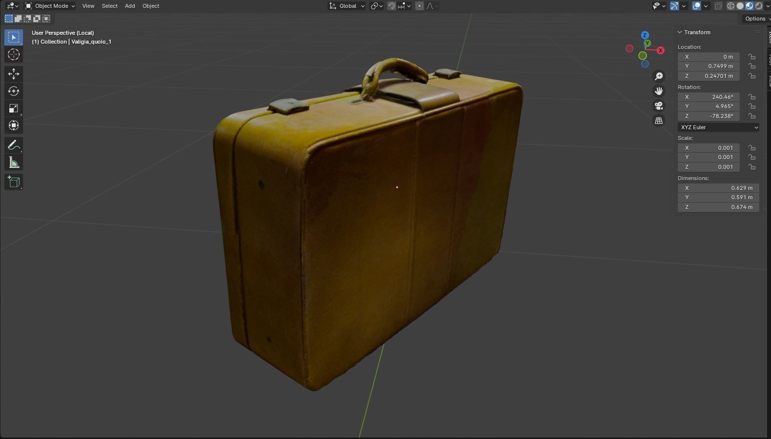 Series of 3D scanned vintage suitcases and luggage Low-poly 3D model_10