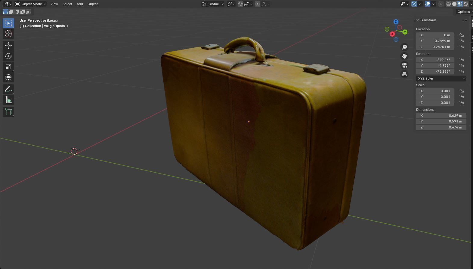 Series of 3D scanned vintage suitcases and luggage Low-poly 3D model_11