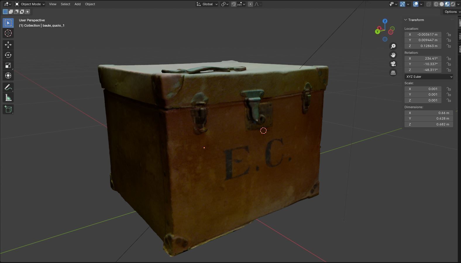 Series of 3D scanned vintage suitcases and luggage Low-poly 3D model_4