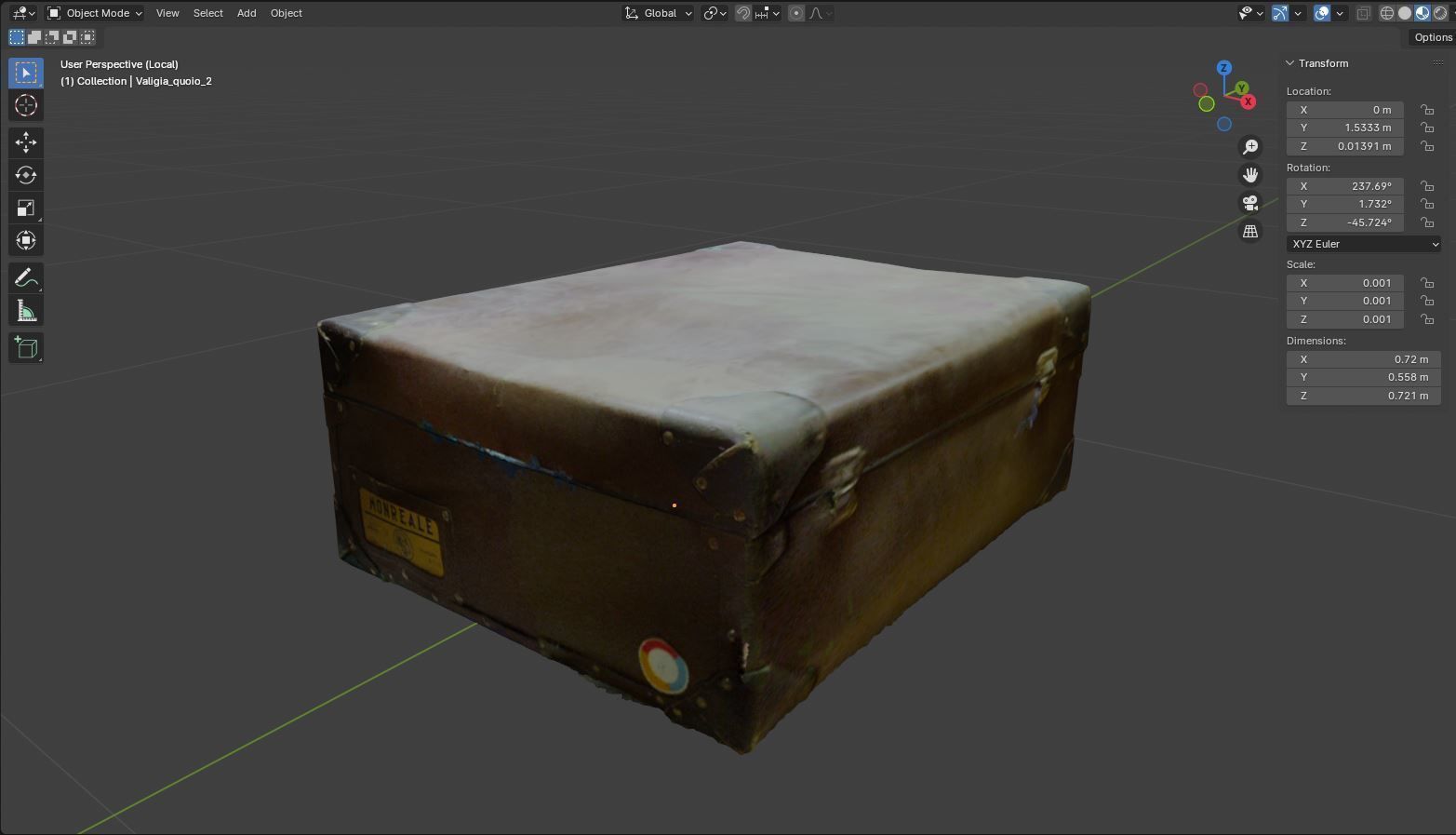 Series of 3D scanned vintage suitcases and luggage Low-poly 3D model_13