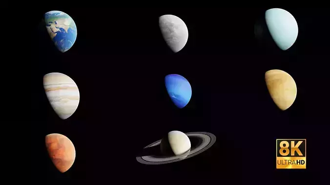 8K Textured Planets