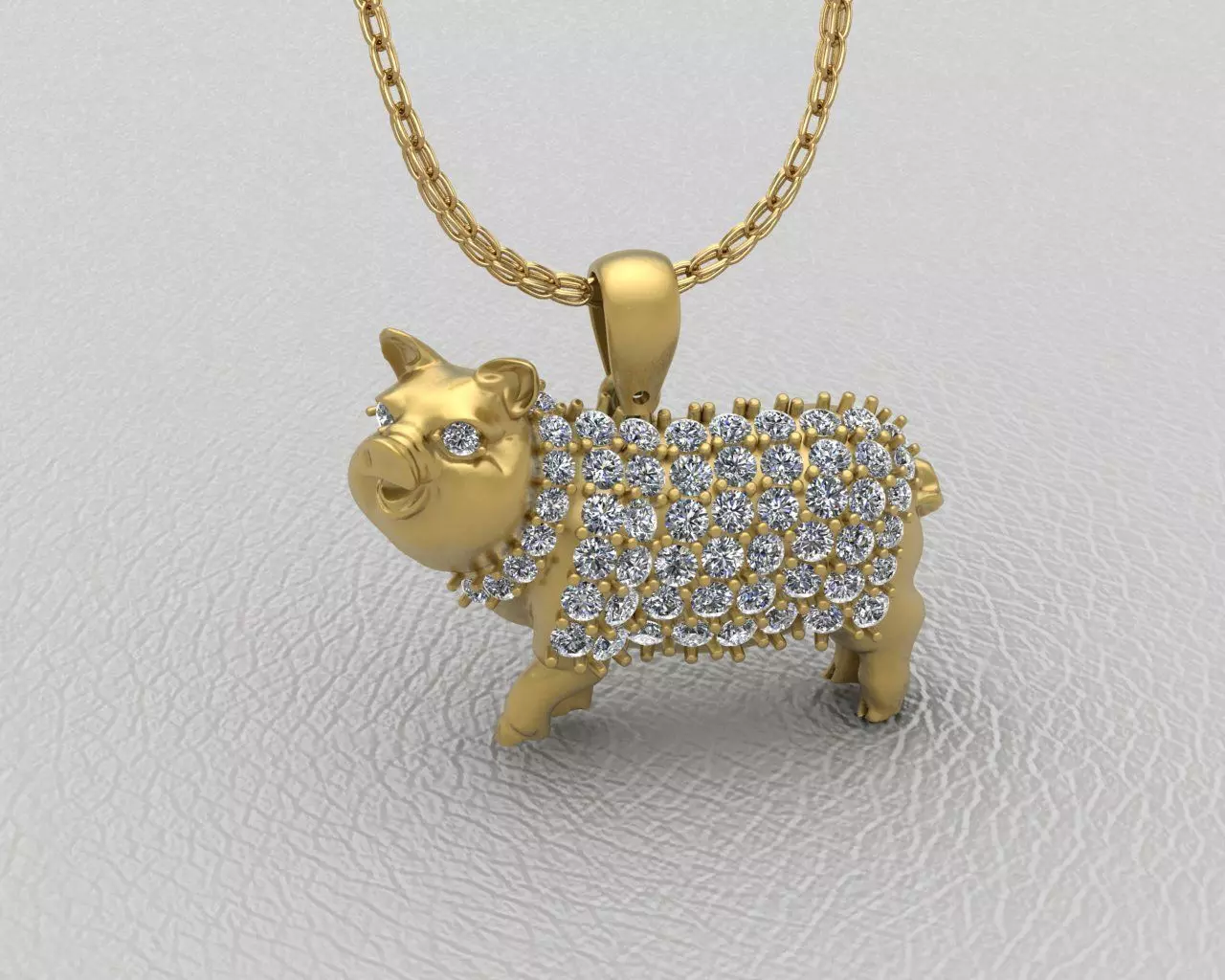 Chinese gold ingot with golden pig 3D model 3D print model