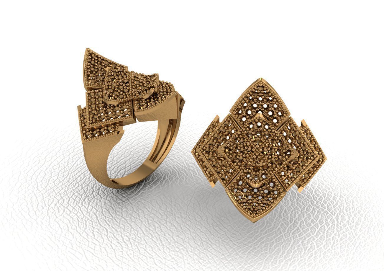 ring 50 pieces drawing 3d rihone drawing ring rings 3D print model_7