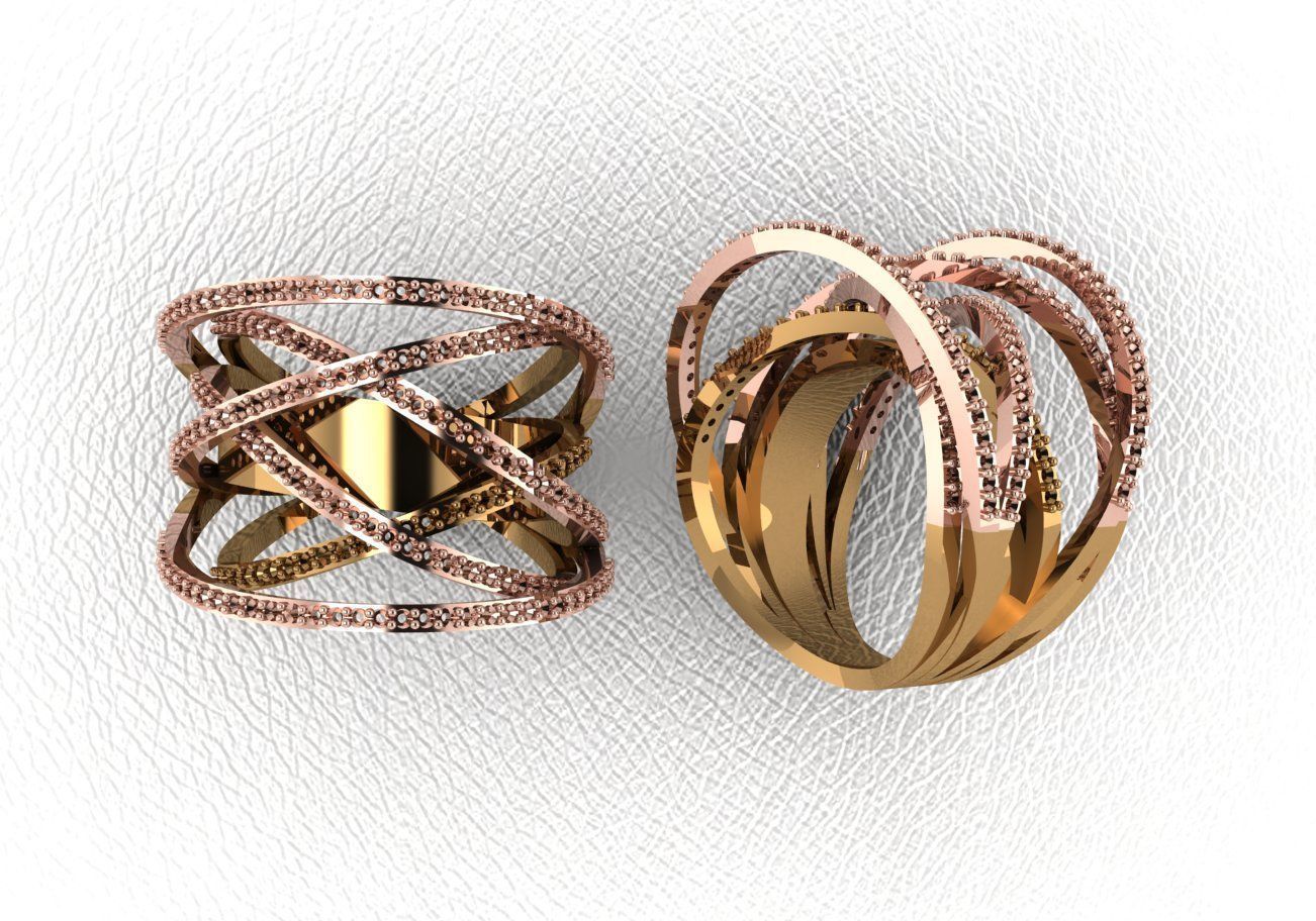 ring 50 pieces drawing 3d rihone drawing ring rings 3D print model_47