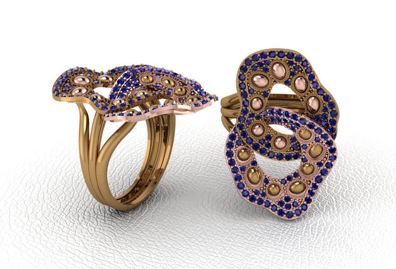 ring 50 pieces drawing 3d rihone drawing ring rings 3D print model_52