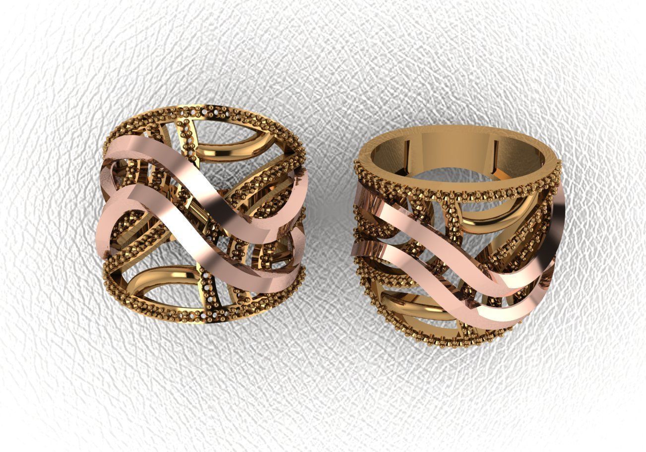 ring 50 pieces drawing 3d rihone drawing ring rings 3D print model_43