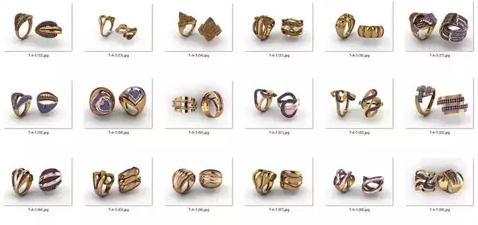 ring 50 pieces drawing 3d rihone drawing ring rings