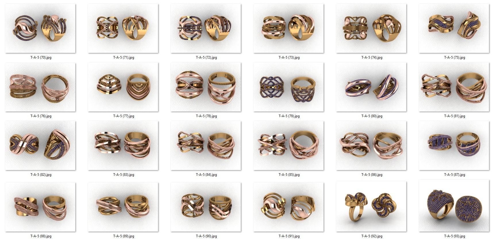 ring 50 pieces drawing 3d rihone drawing ring rings 3D print model_1