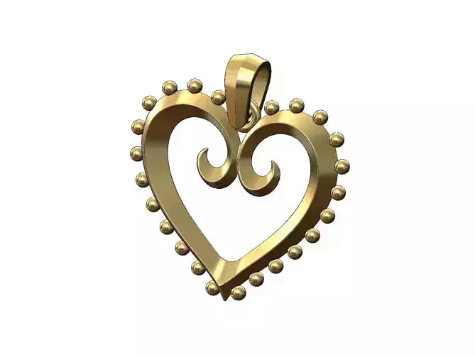 Beaded open floral heart pendant and charm