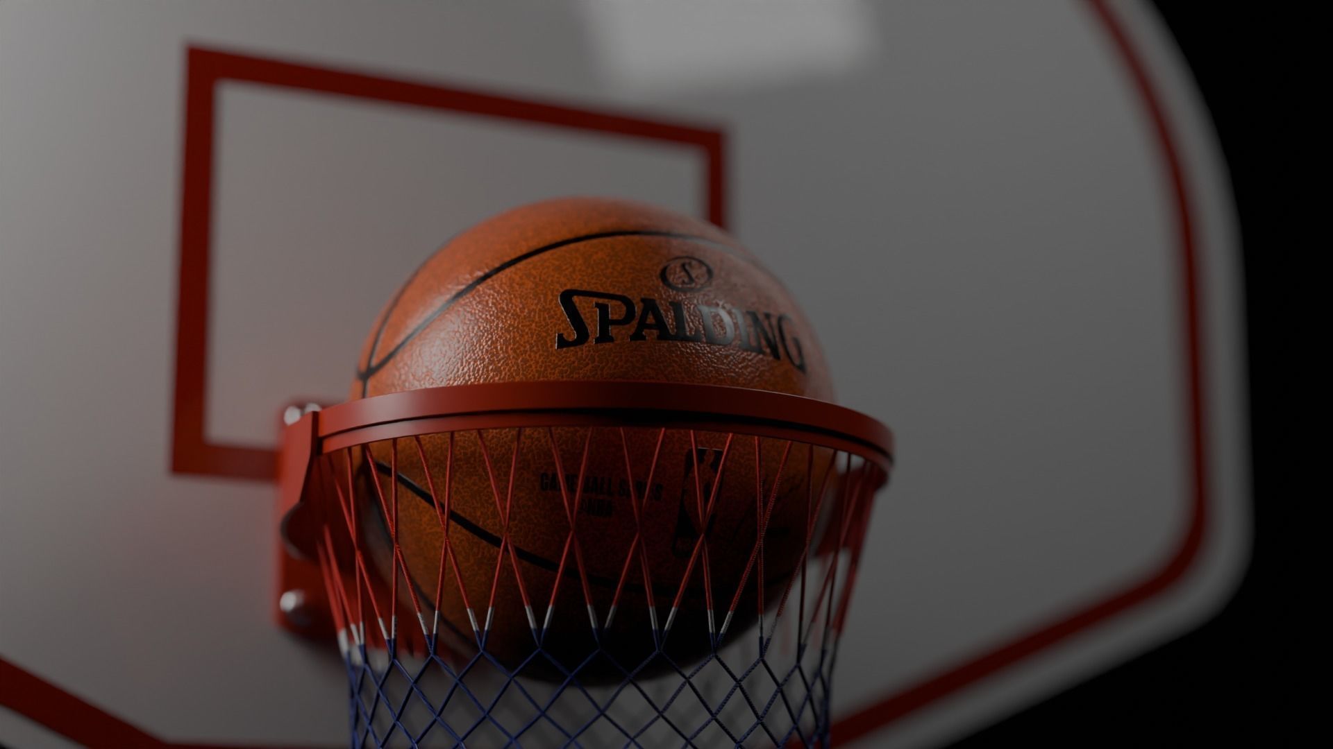Basketball and Hoop 3D model_2
