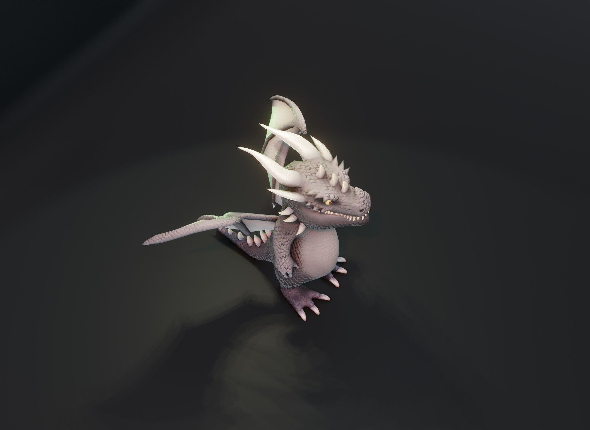 Cartoon Gray Dragon 3D Model Low-poly 3D model_14