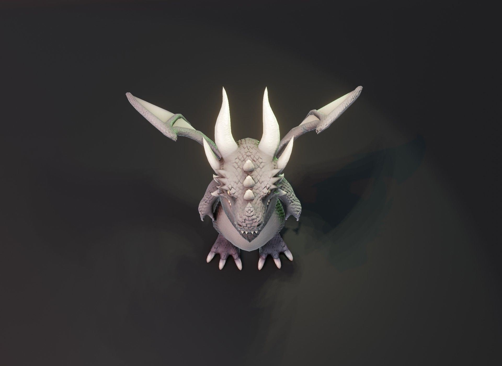 Cartoon Gray Dragon 3D Model Low-poly 3D model_13