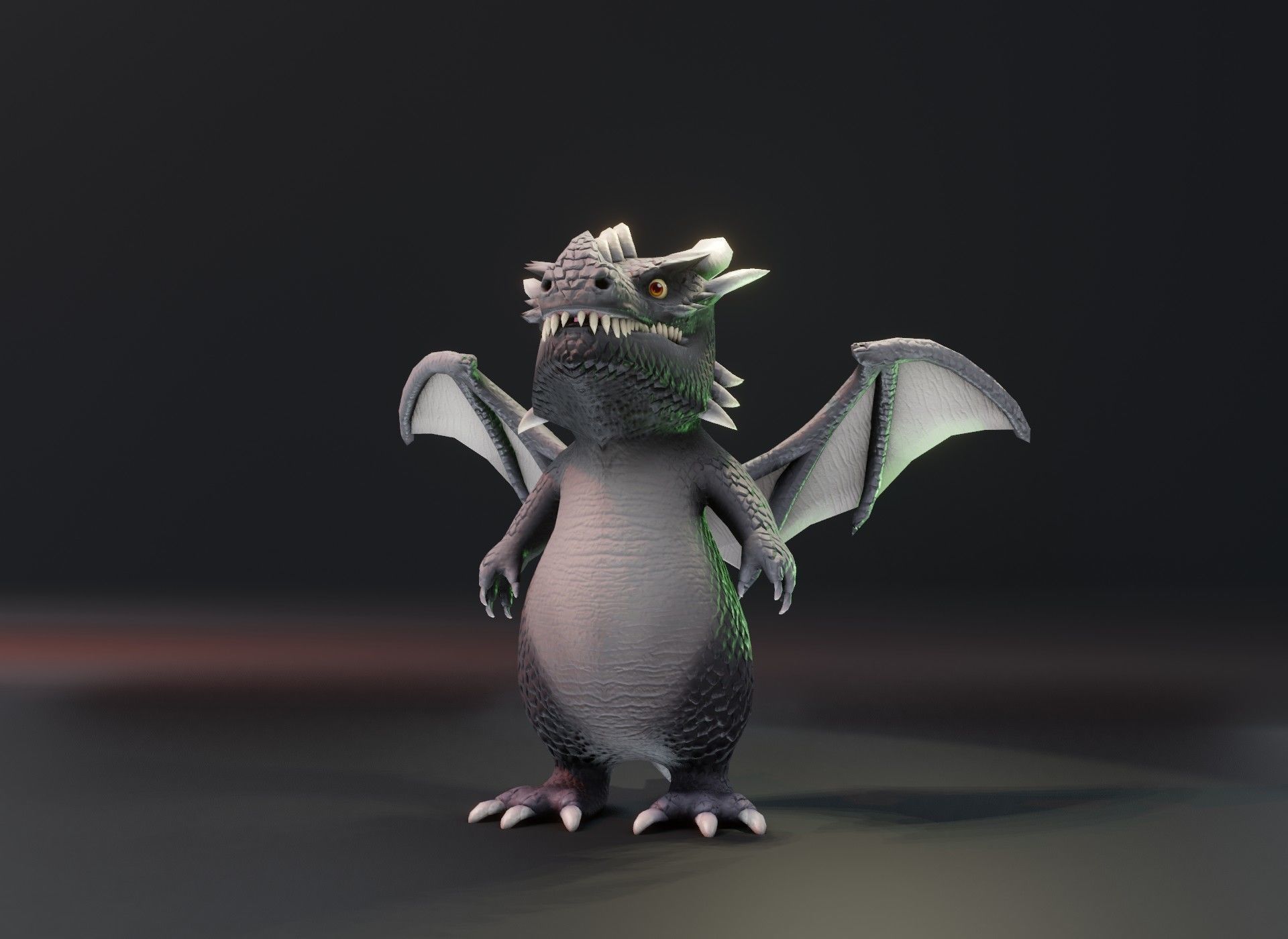 Cartoon Gray Dragon 3D Model Low-poly 3D model_15