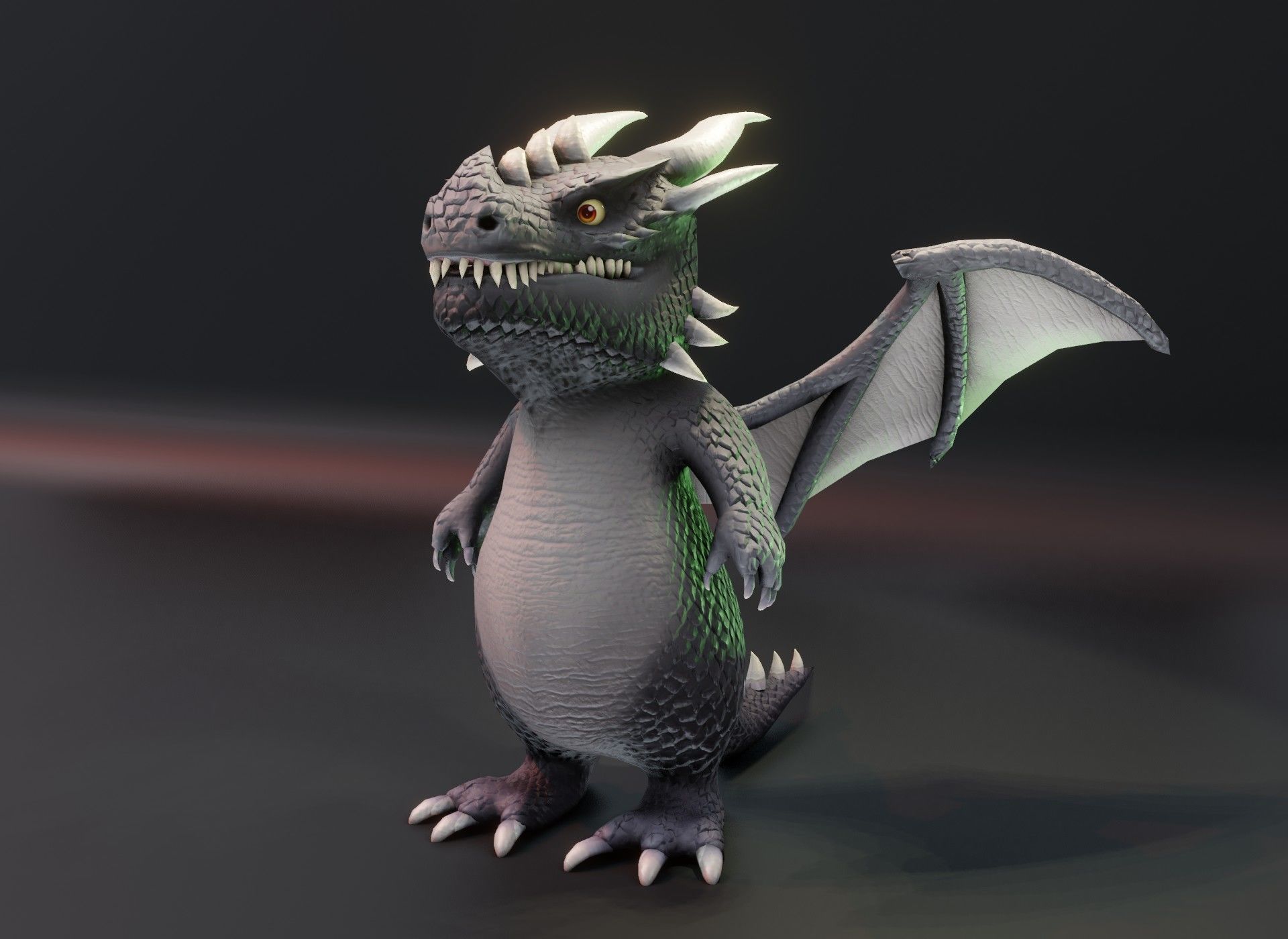 Cartoon Gray Dragon 3D Model Low-poly 3D model_12