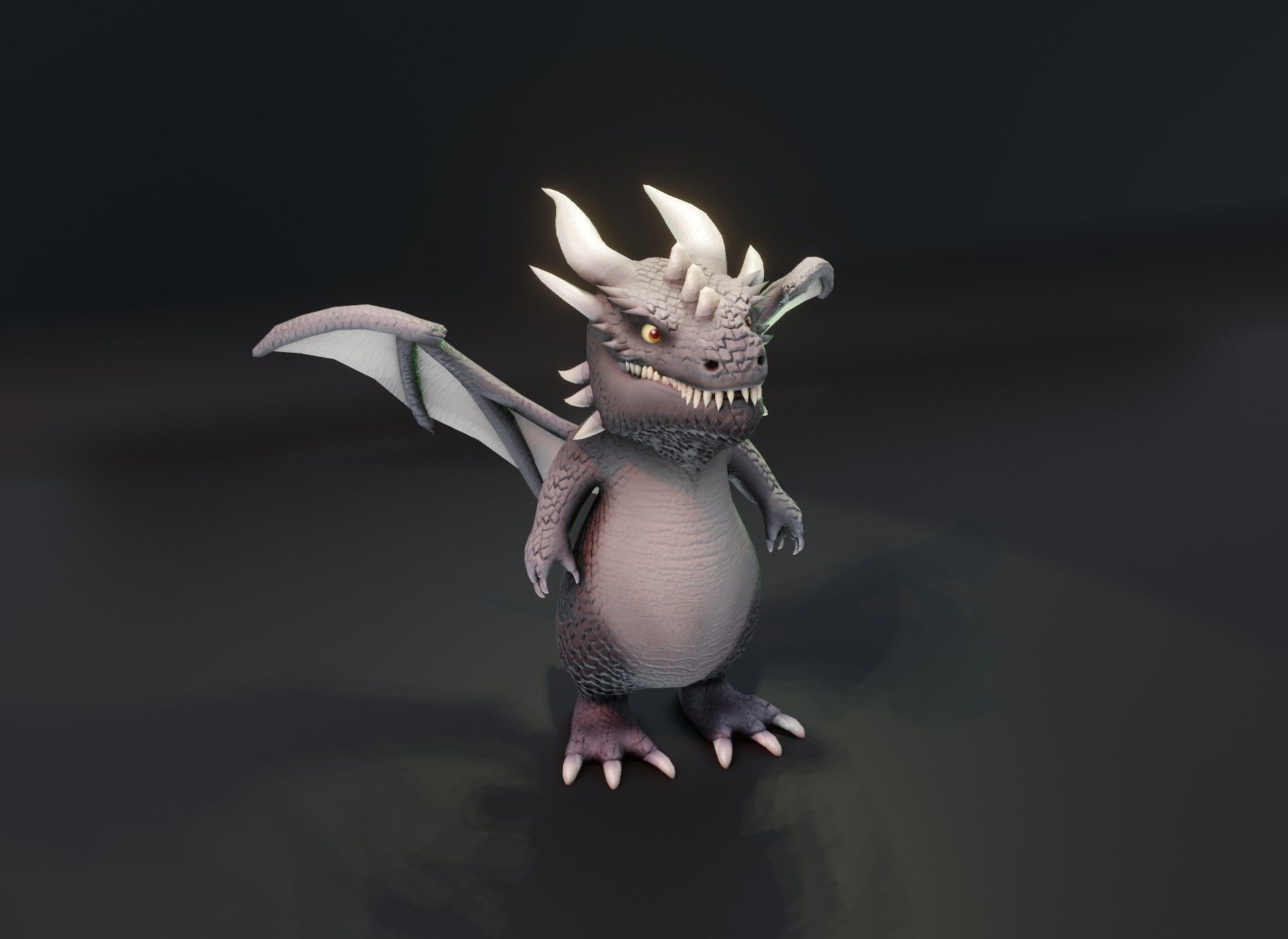 Cartoon Gray Dragon 3D Model Low-poly 3D model_2