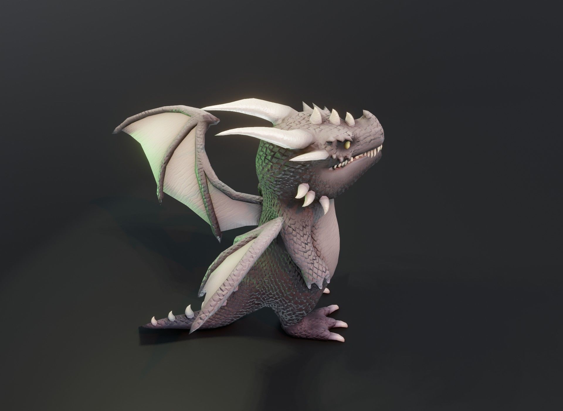 Cartoon Gray Dragon 3D Model Low-poly 3D model_19