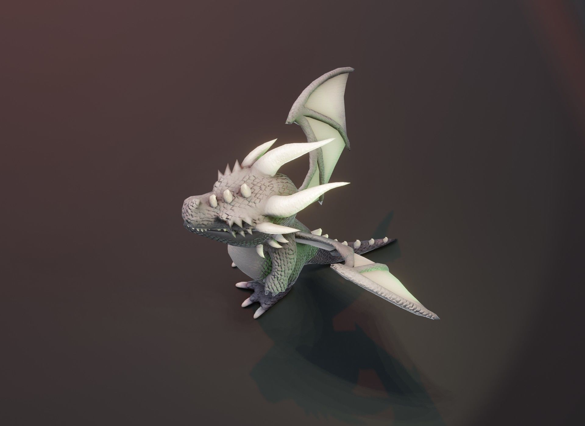 Cartoon Gray Dragon 3D Model Low-poly 3D model_9
