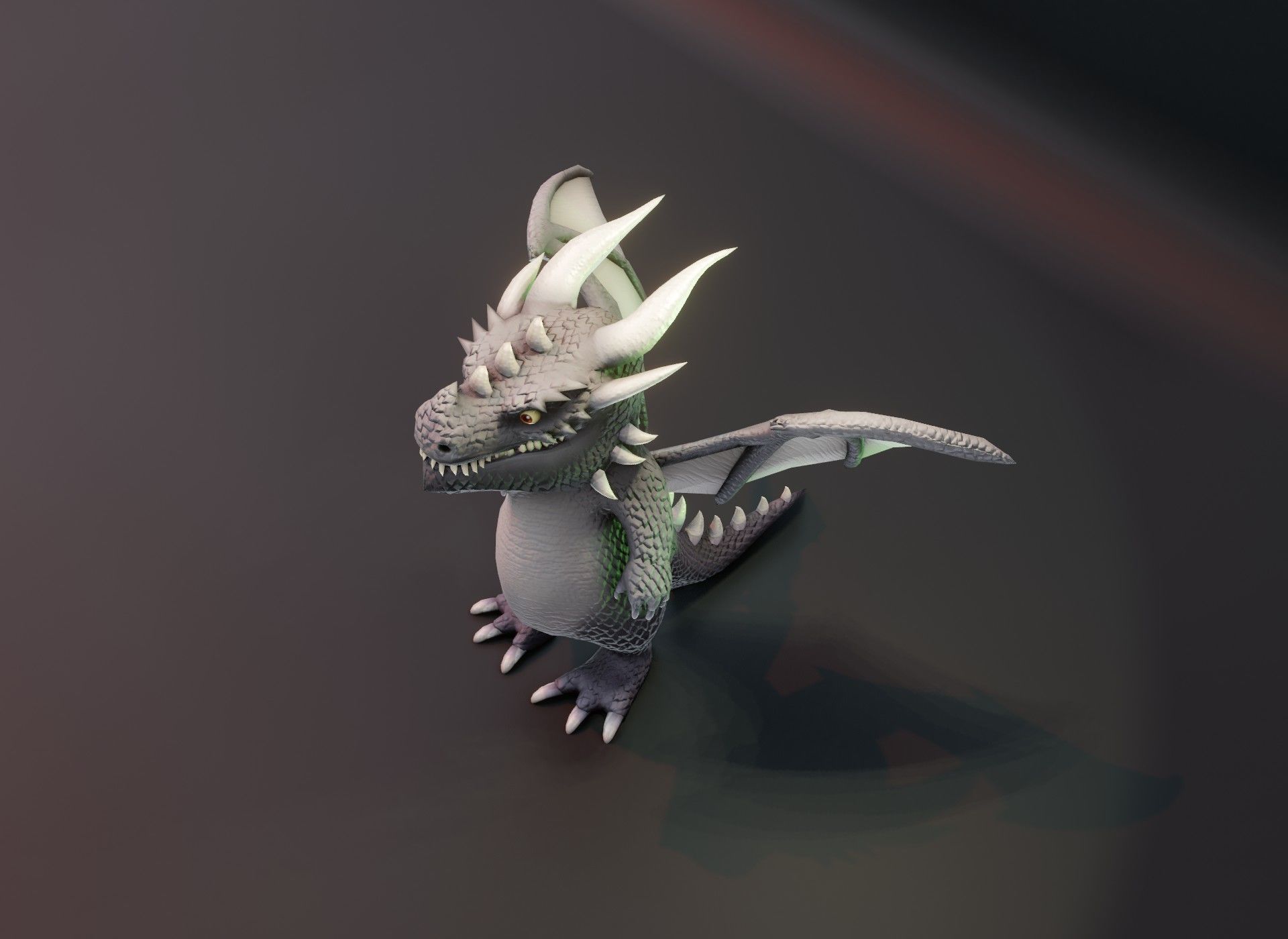 Cartoon Gray Dragon 3D Model Low-poly 3D model_7