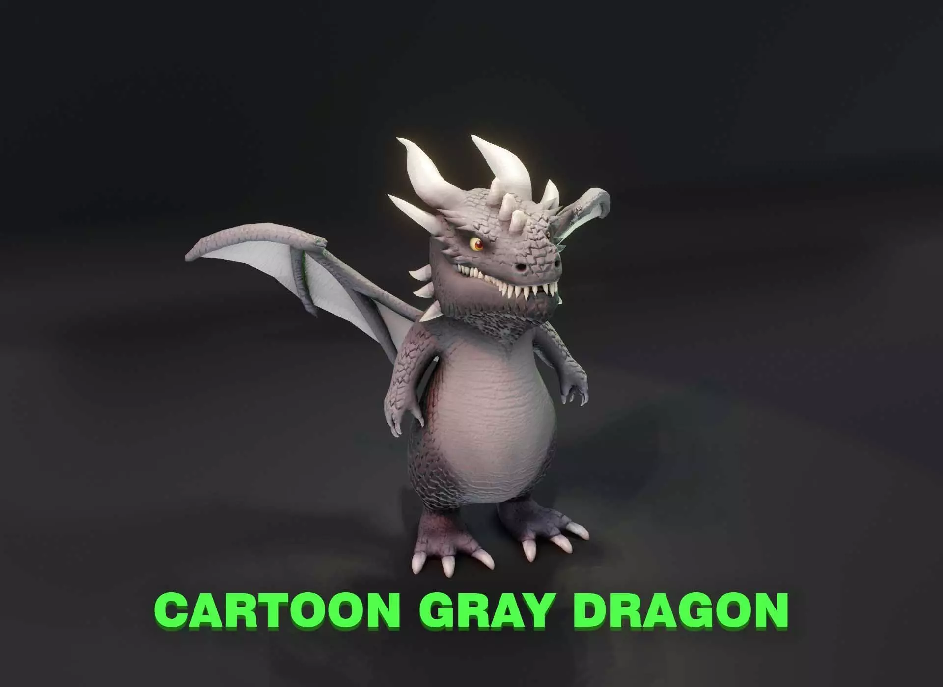 Cartoon Gray Dragon 3D Model Low-poly 3D model_0