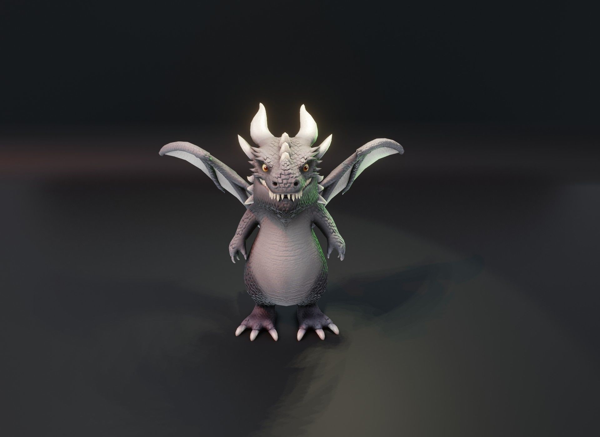 Cartoon Gray Dragon 3D Model Low-poly 3D model_3