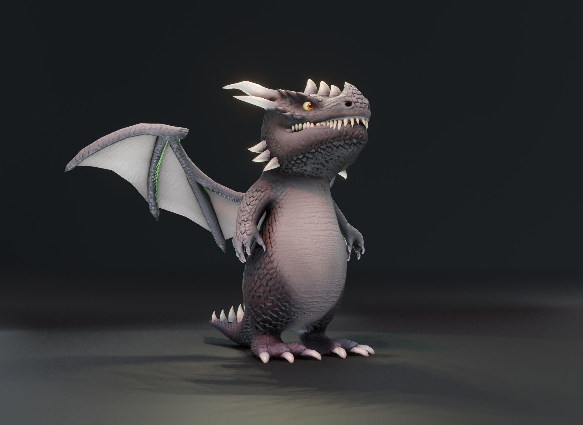 Cartoon Gray Dragon 3D Model Low-poly 3D model_8