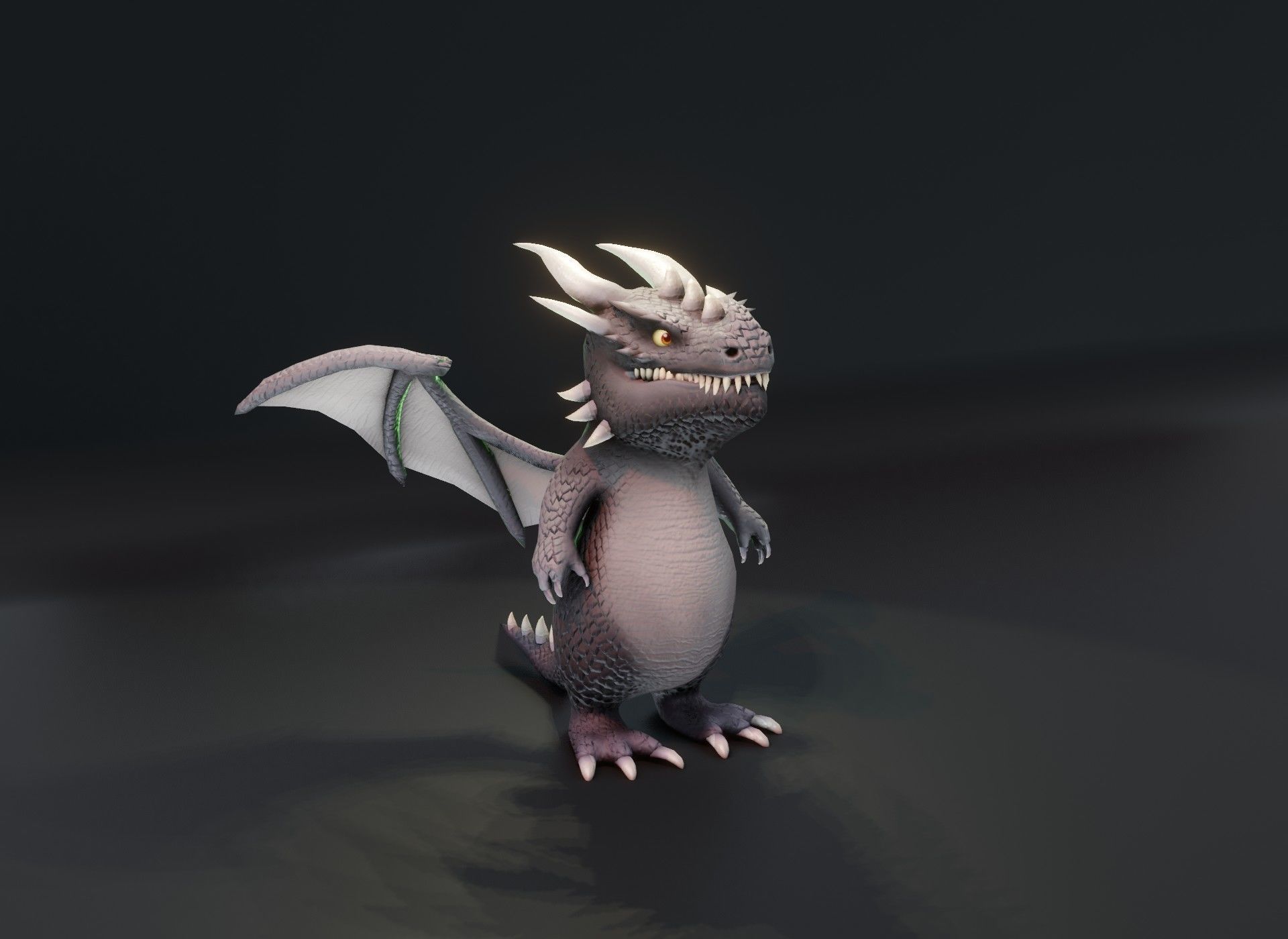 Cartoon Gray Dragon 3D Model Low-poly 3D model_17