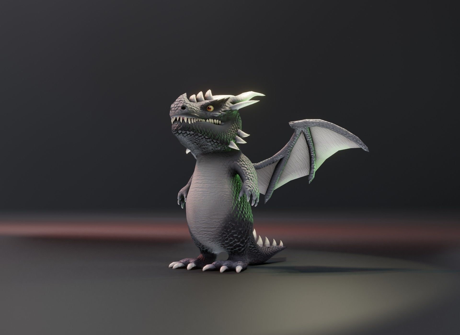 Cartoon Gray Dragon 3D Model Low-poly 3D model_10