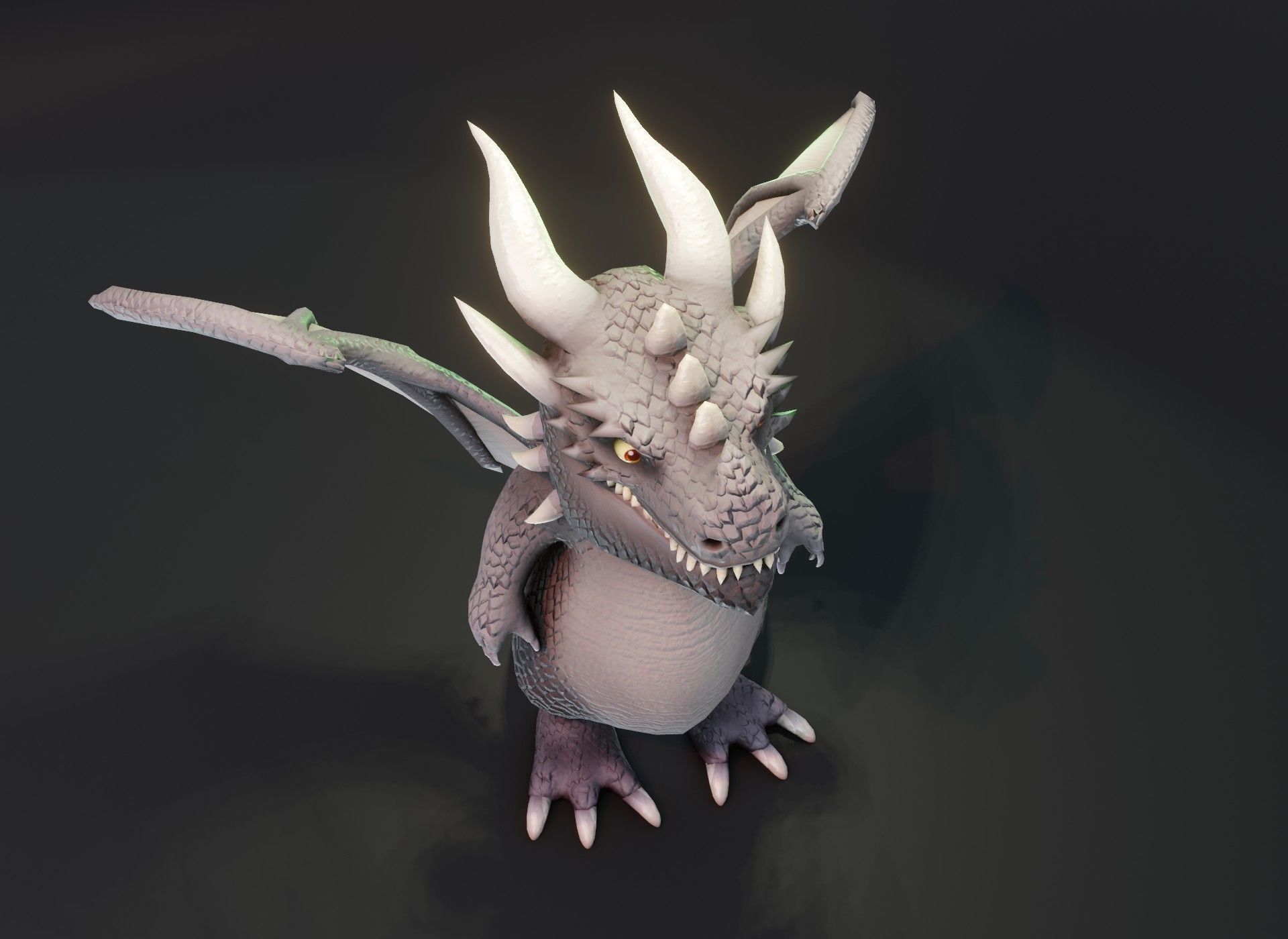 Cartoon Gray Dragon 3D Model Low-poly 3D model_18