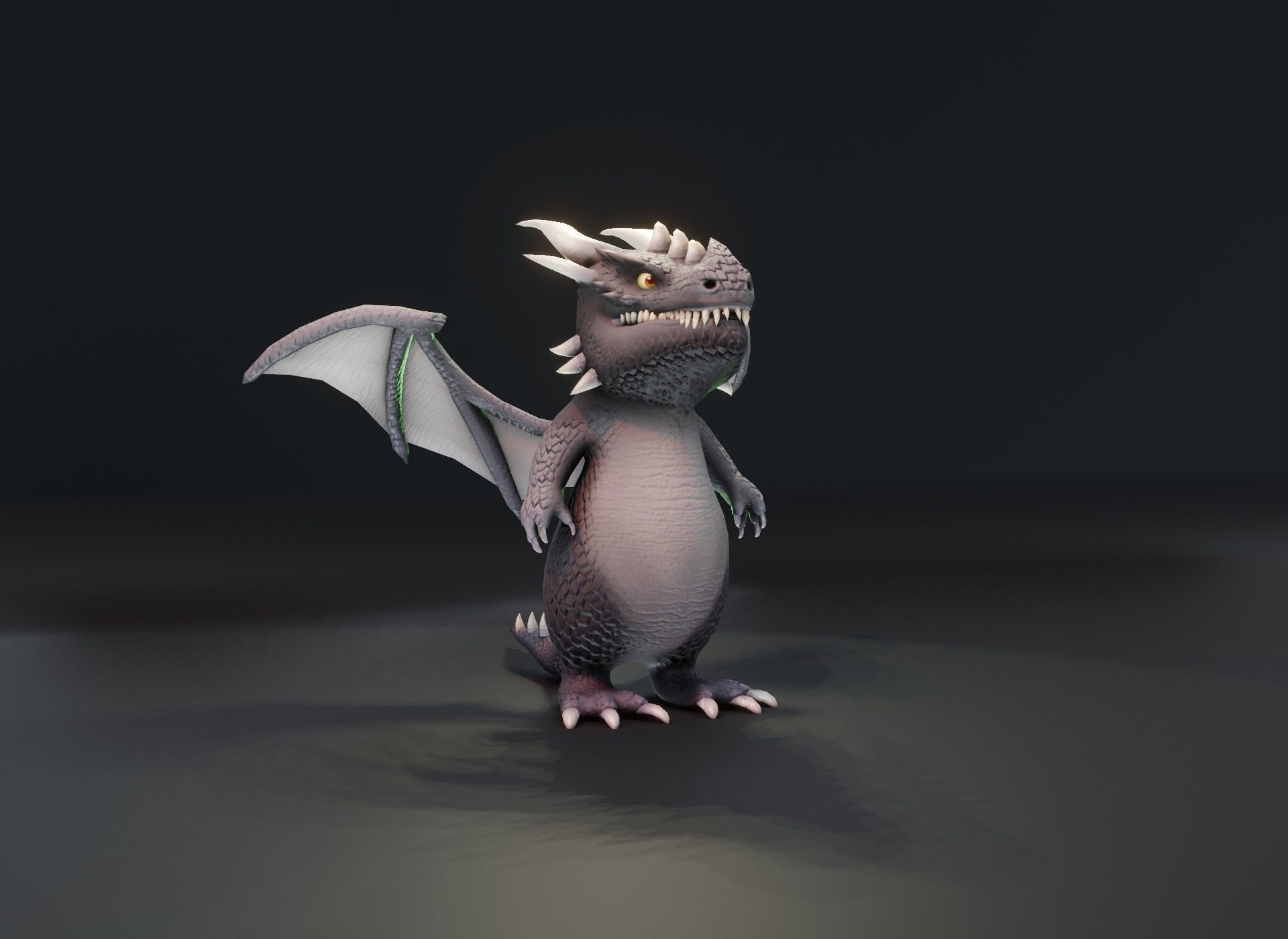 Cartoon Gray Dragon 3D Model Low-poly 3D model_6