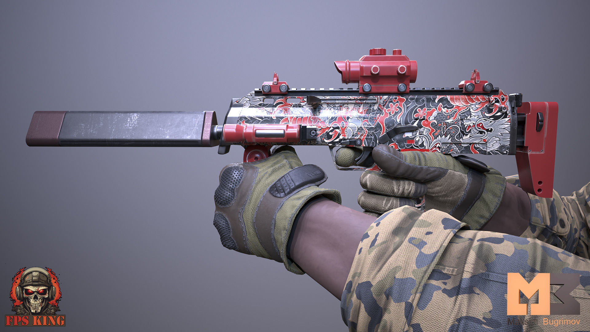 FPS Automatic Gun Animations Low-poly 3D model_8