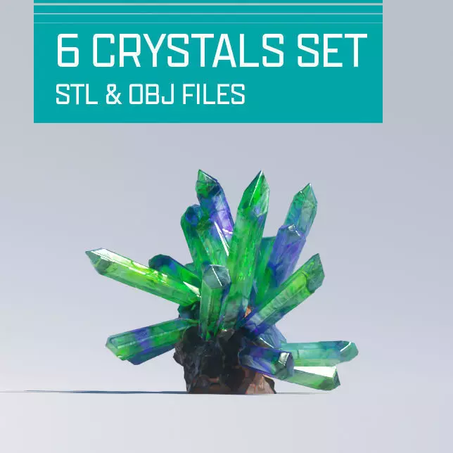 6 crystals set 3D print model