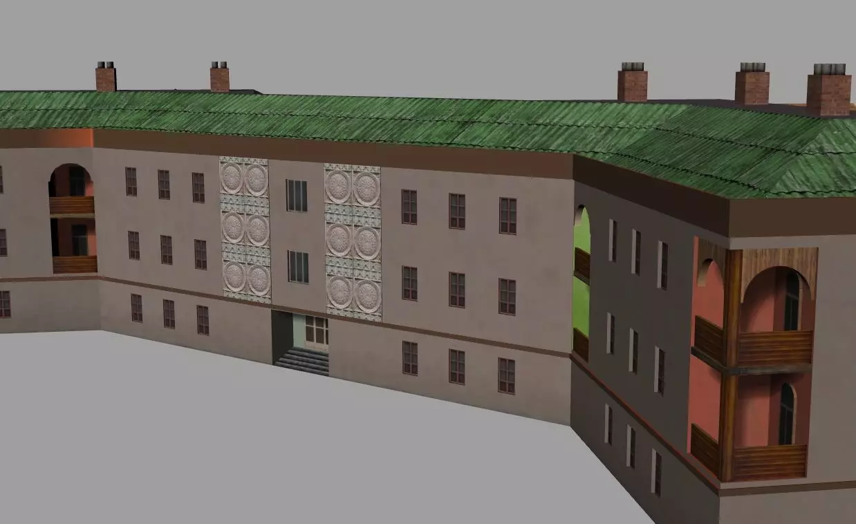 Armenian residential stalinka buildings Low-poly 3D model