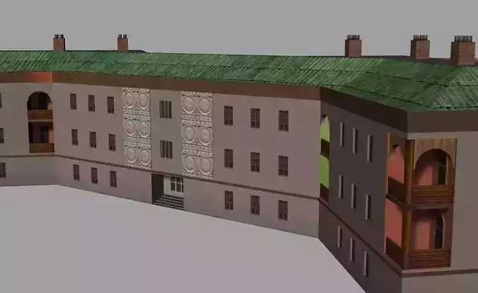 Armenian residential stalinka buildings Low-poly 3D model