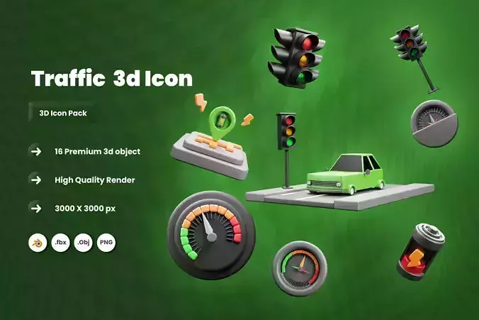 Traffic 3d Illustration  Icon Pack