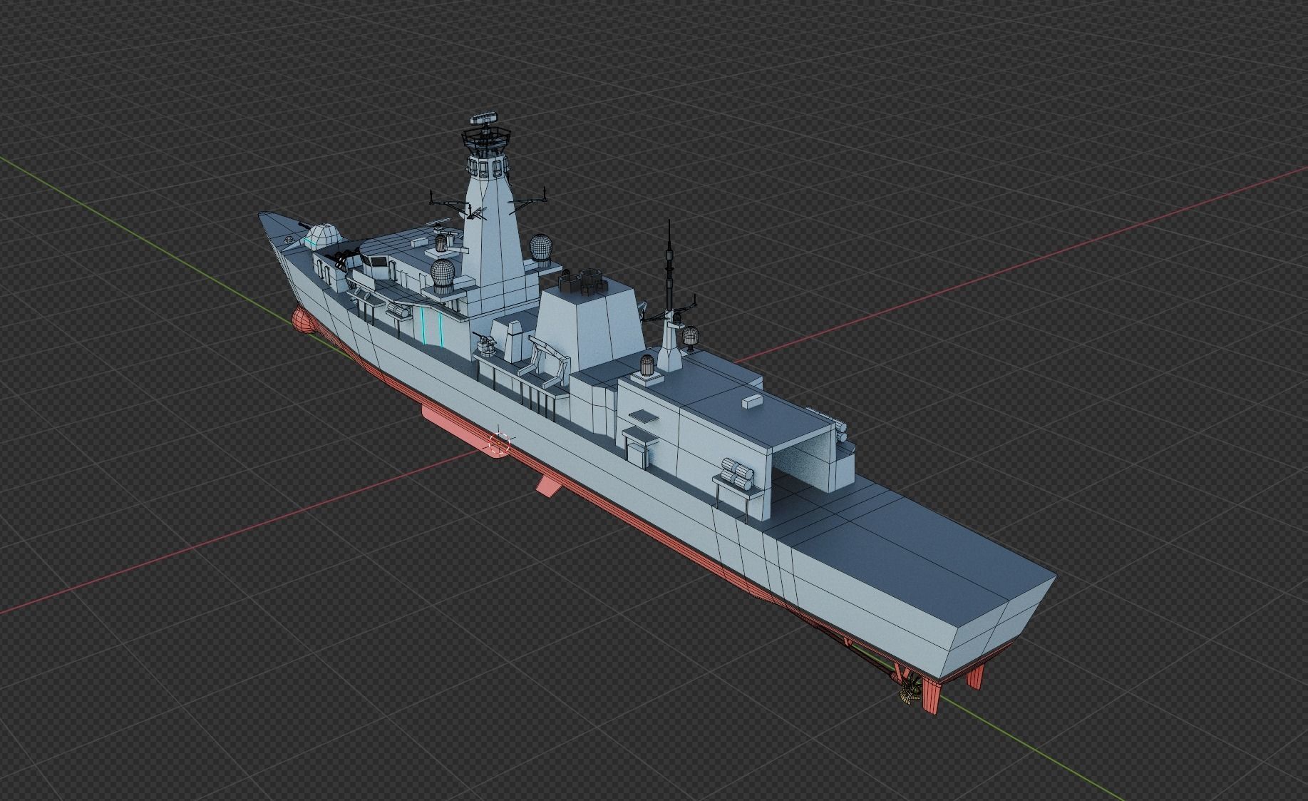 Type 23 frigate Low-poly 3D model_9
