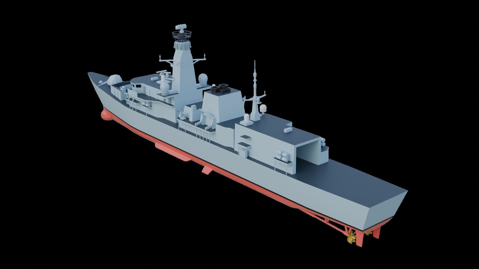 Type 23 frigate Low-poly 3D model_3