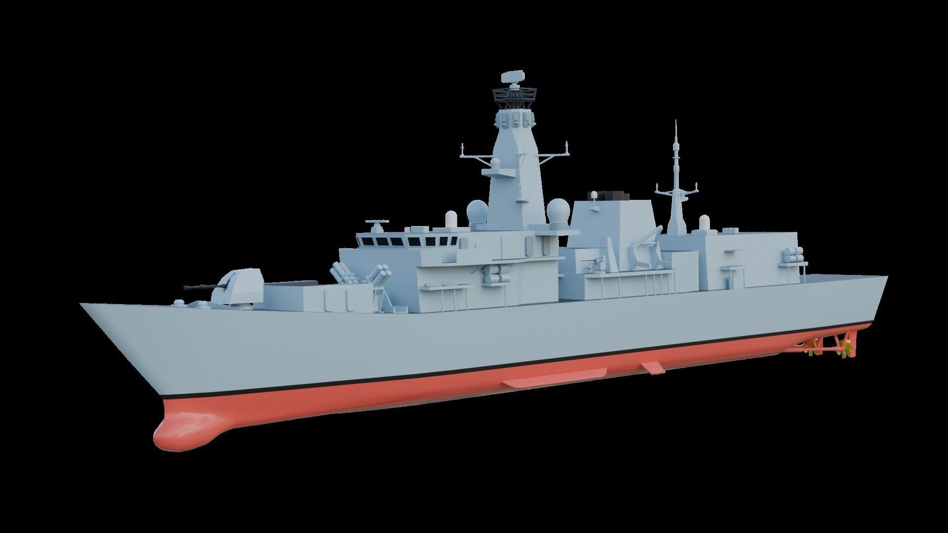 Type 23 frigate Low-poly 3D model_7
