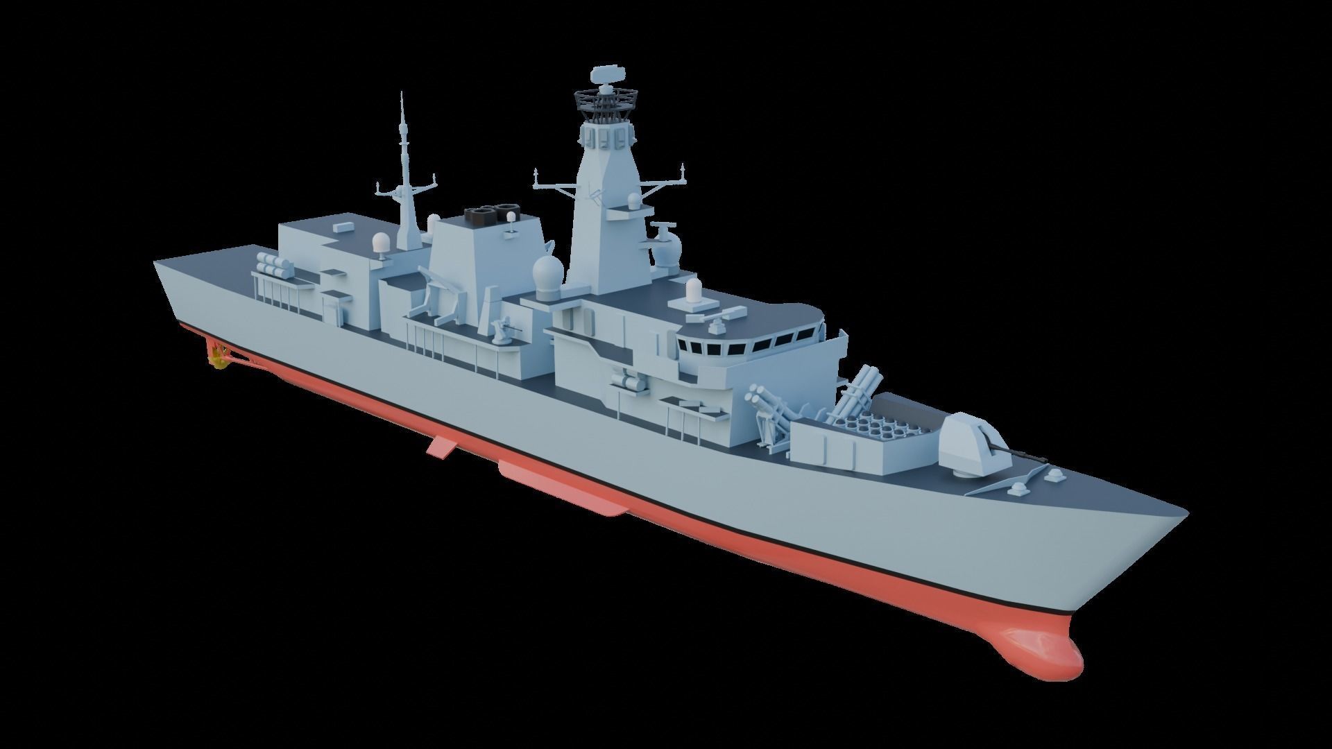 Type 23 frigate Low-poly 3D model_4
