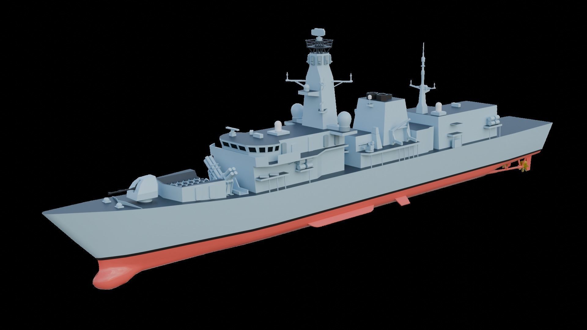 Type 23 frigate Low-poly 3D model_1