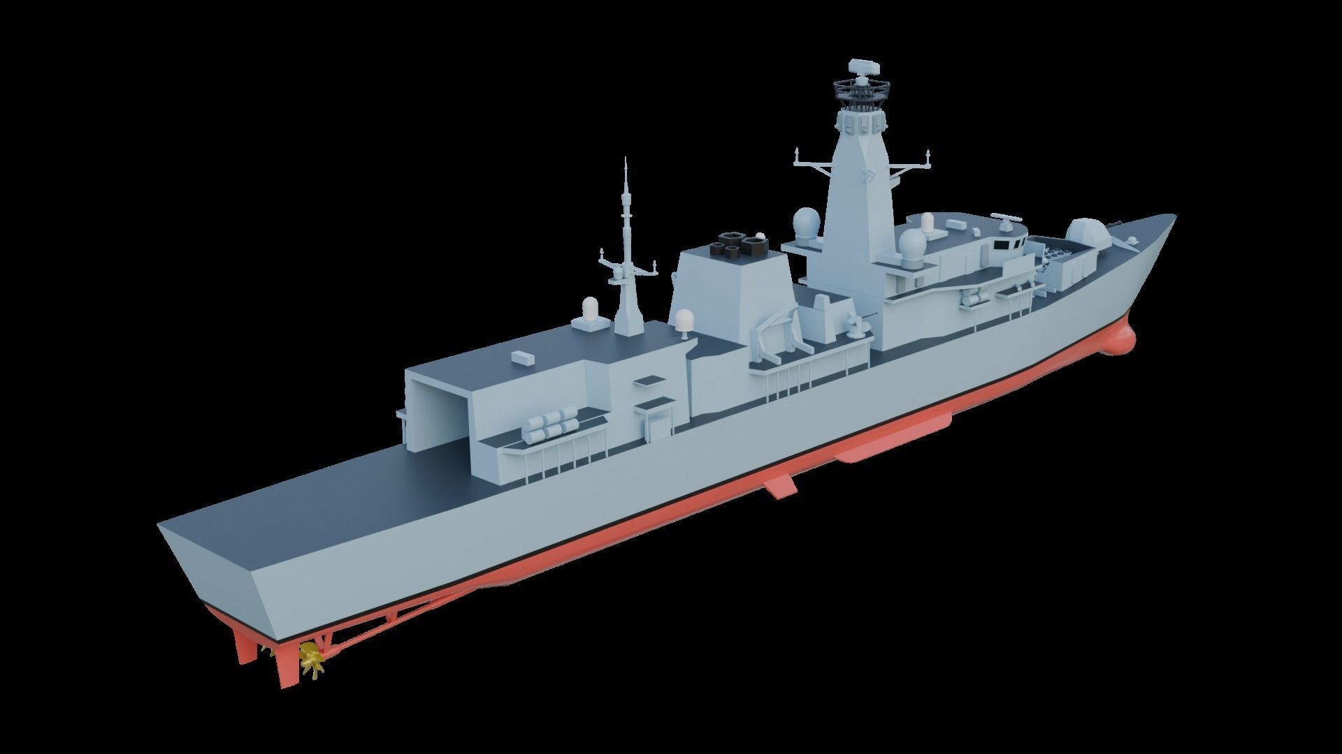 Type 23 frigate Low-poly 3D model_5