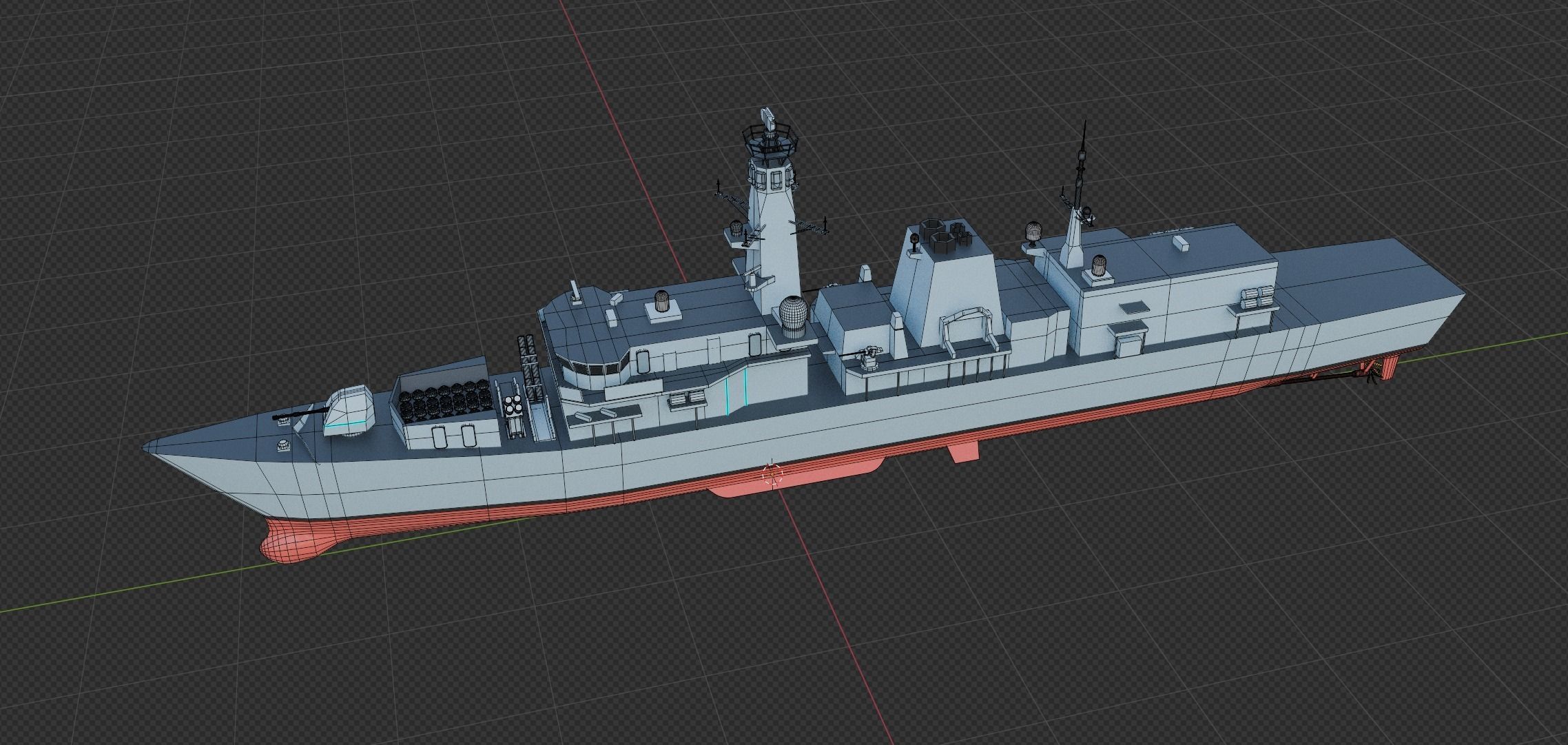 Type 23 frigate Low-poly 3D model_8