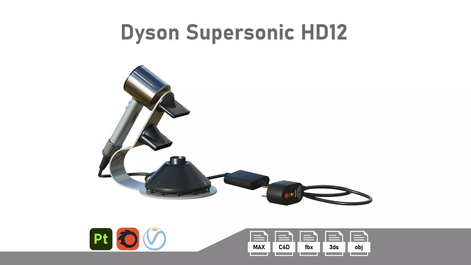Dyson Supersonic HD12 Low-poly 3D model_0