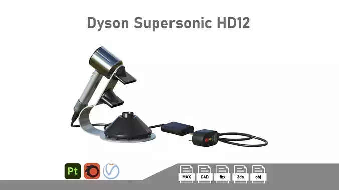 Dyson Supersonic HD12 Low-poly 3D model