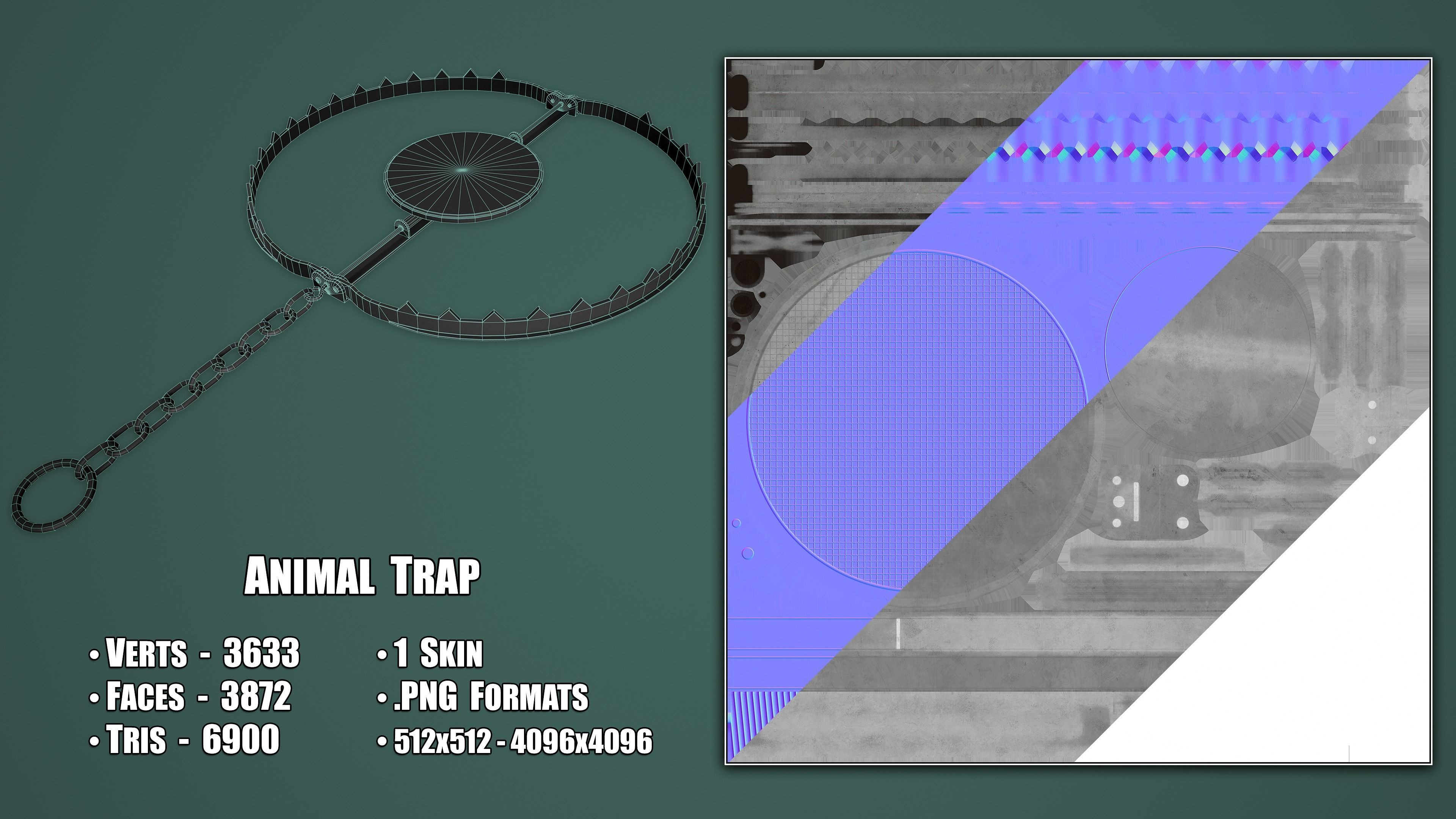 Set of 2 Animal Trap Low-poly 3D model_3