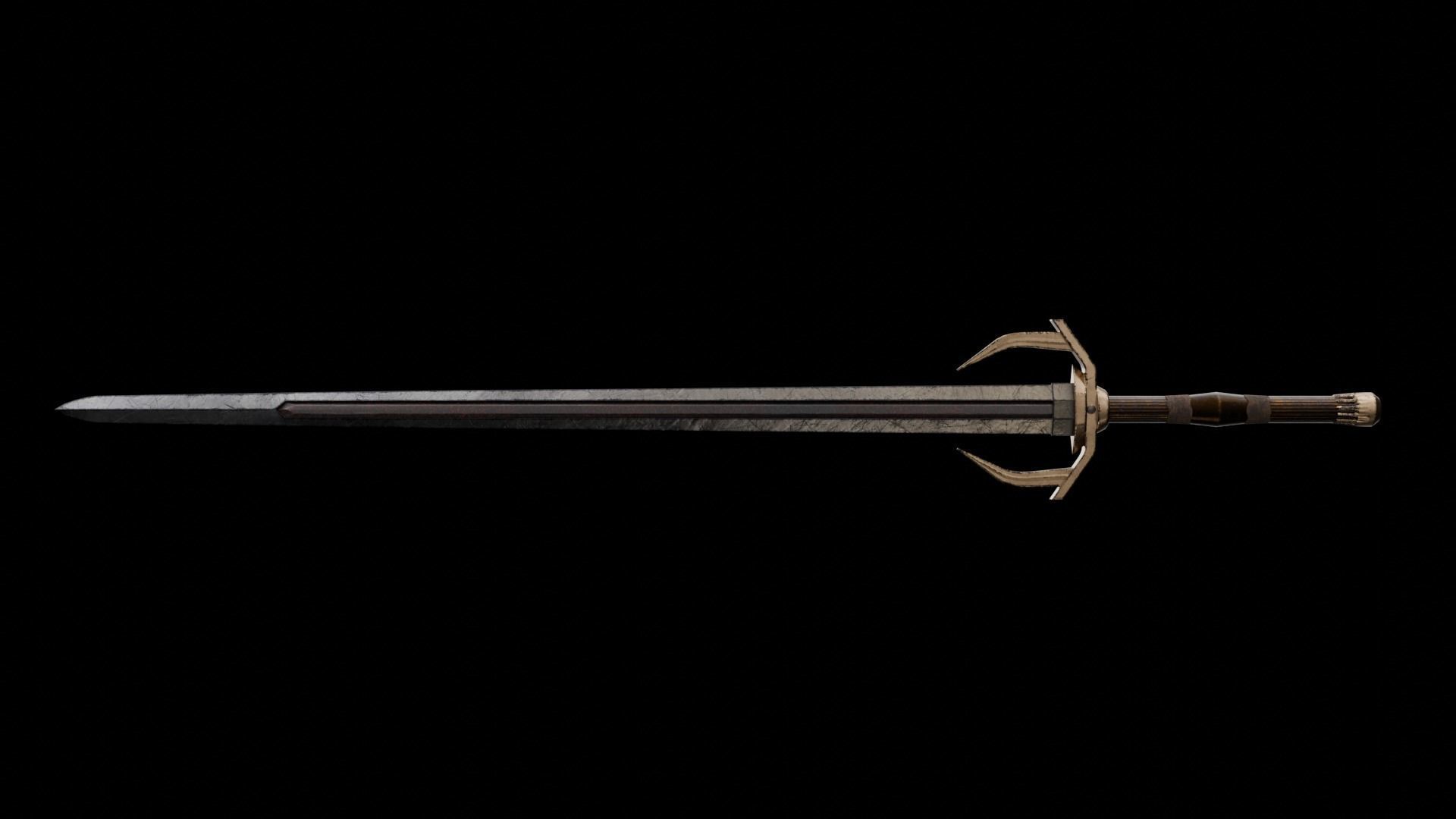Fantasy sword Low-poly 3D model_4