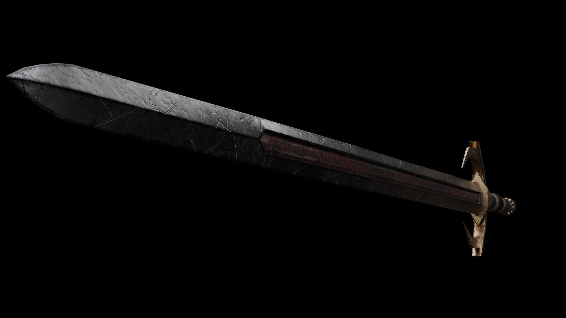Fantasy sword Low-poly 3D model_3